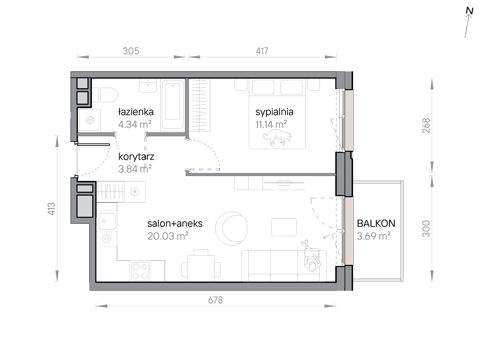Plan 2 pok. 39m²