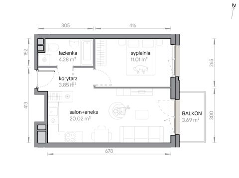 Plan 2 pok. 39m²
