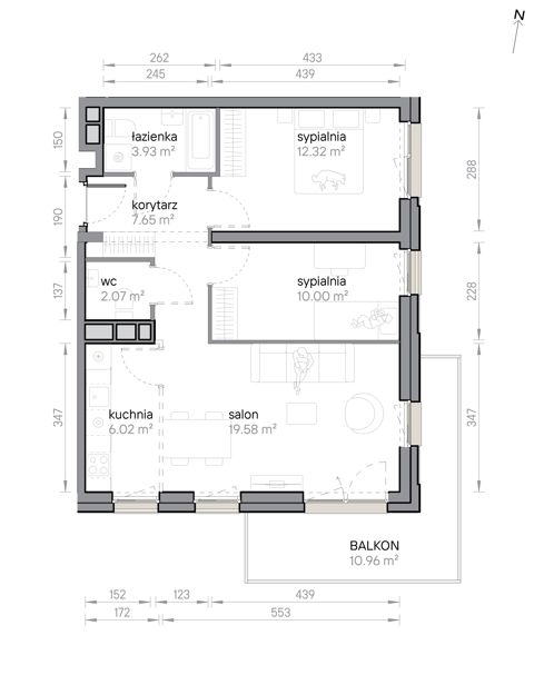 Plan 3 pok. 62m²