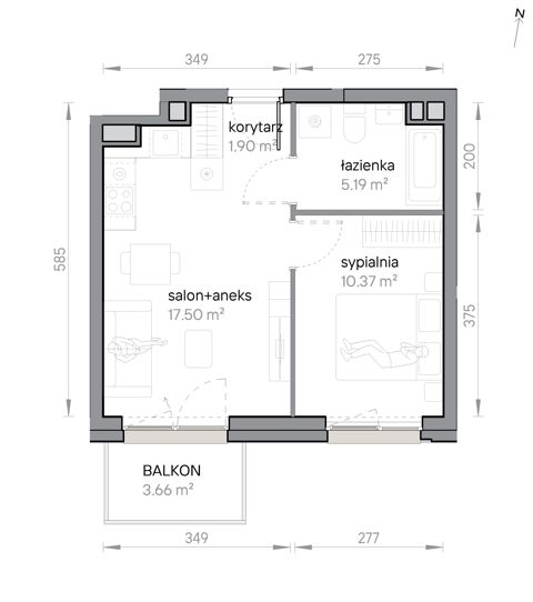 Plan 2 pok. 35m²