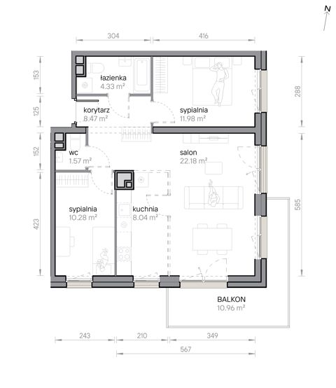 Plan 3 pok. 67m²