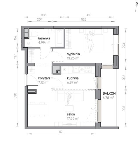 Plan 2 pok. 50m²