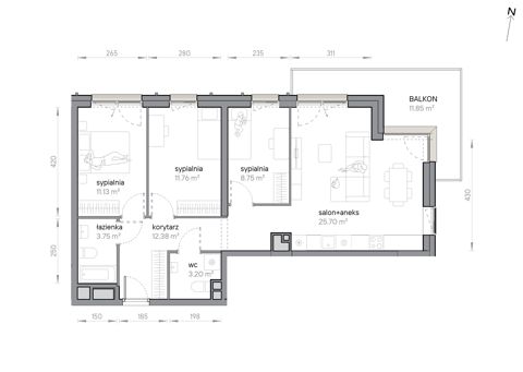 Plan 4 pok. 77m²