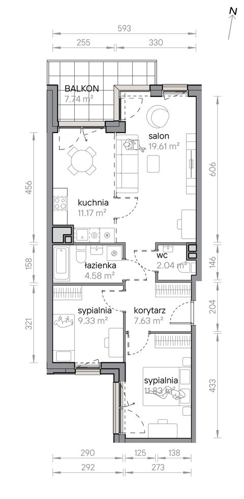 Plan 3 pok. 66m²