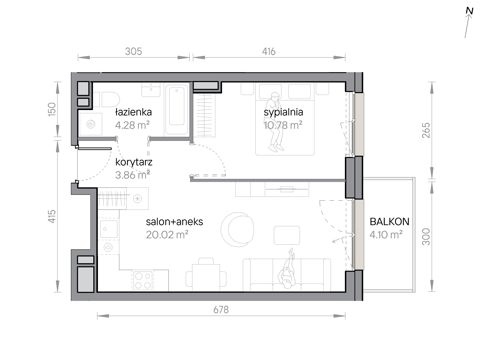 Plan 2 pok. 39m²