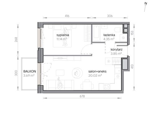 Plan 2 pok. 39m²