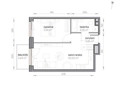 Plan 2 pok. 39m²