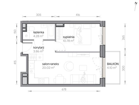 Plan 2 pok. 39m²