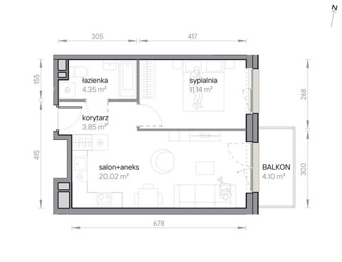 Plan 2 pok. 39m²