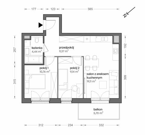 Plan 3 pok. 53m²