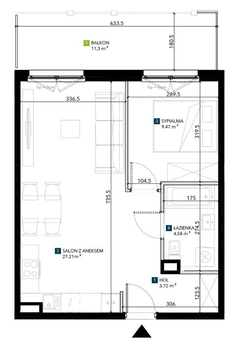 Plan 2 pok. 45m²