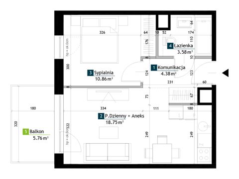Plan 2 pok. 38m²