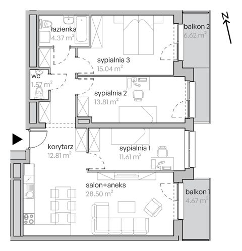 Plan 4 pok. 88m²
