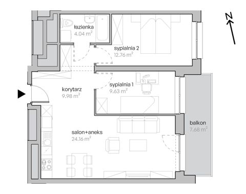 Plan 3 pok. 61m²