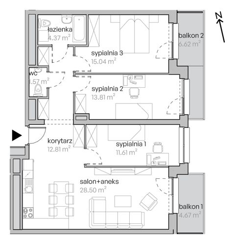 Plan 4 pok. 88m²