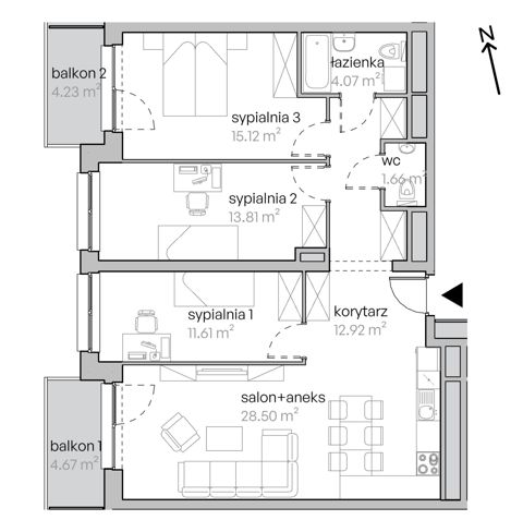 Plan 4 pok. 88m²