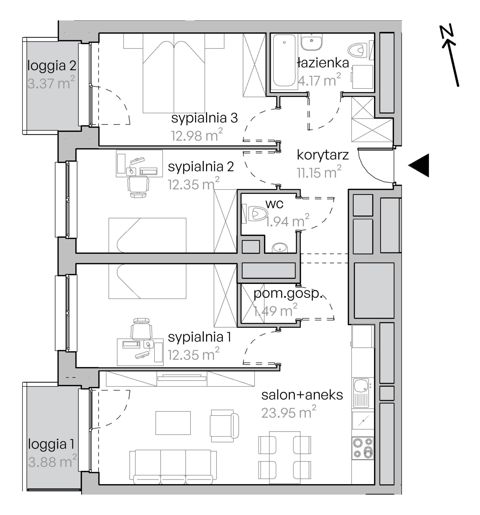 Plan 4 pok. 81m²