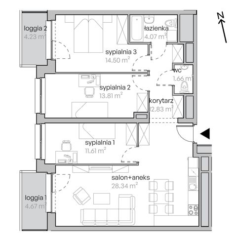 Plan 4 pok. 87m²