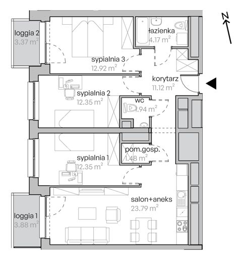 Plan 4 pok. 80m²