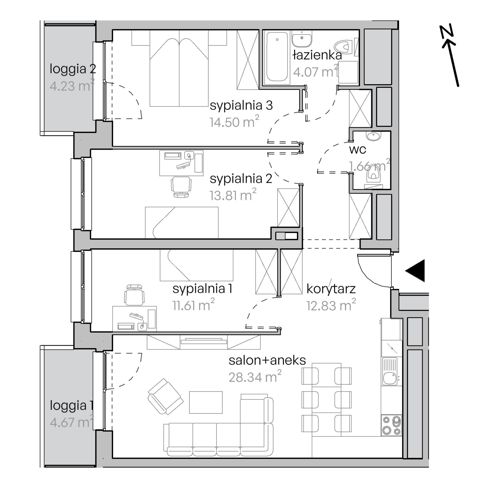 Plan 4 pok. 87m²