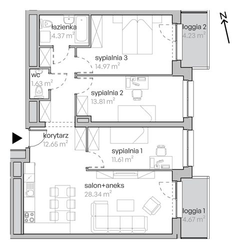 Plan 4 pok. 88m²