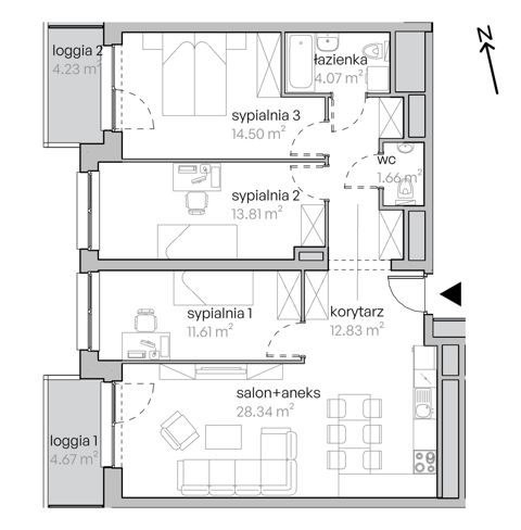 Plan 4 pok. 87m²