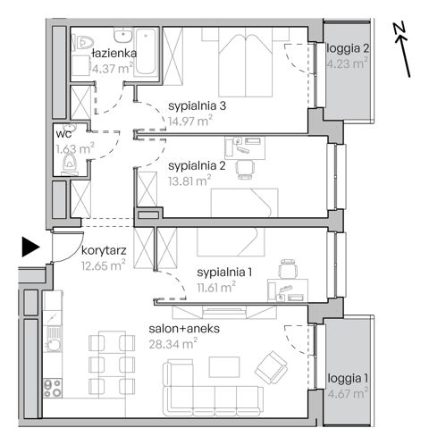 Plan 4 pok. 86m²