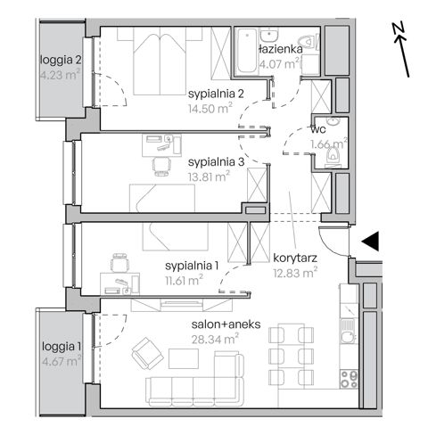 Plan 4 pok. 87m²