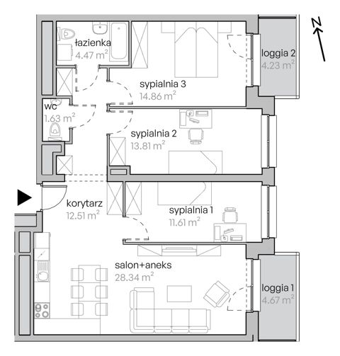 Plan 4 pok. 87m²