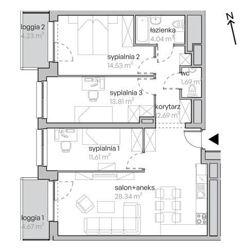 Plan 4 pok. 87m²