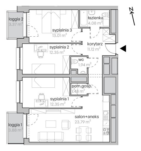 Plan 4 pok. 80m²