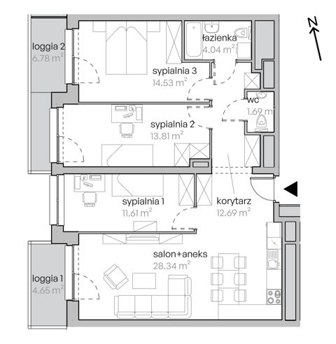 Plan 4 pok. 87m²