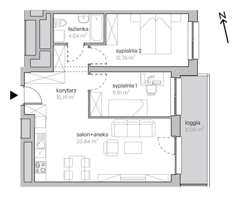 Plan 3 pok. 61m²