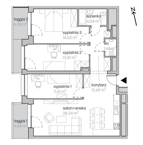 Plan 4 pok. 87m²