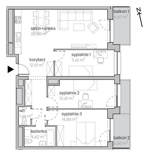 Plan 4 pok. 88m²