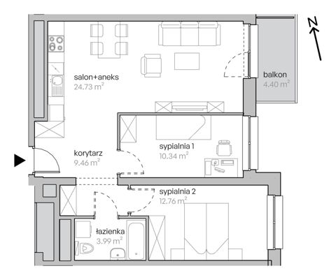 Plan 3 pok. 62m²