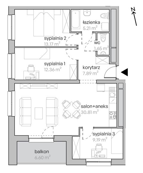 Plan 4 pok. 80m²