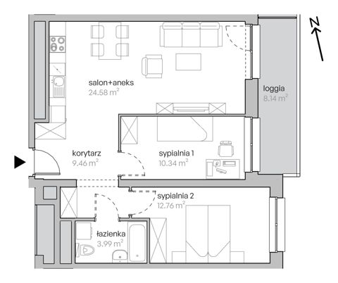 Plan 3 pok. 61m²