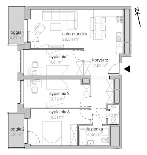 Plan 4 pok. 86m²