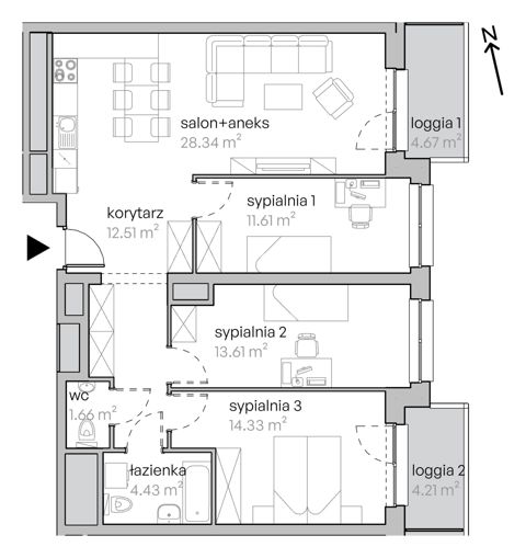 Plan 4 pok. 86m²