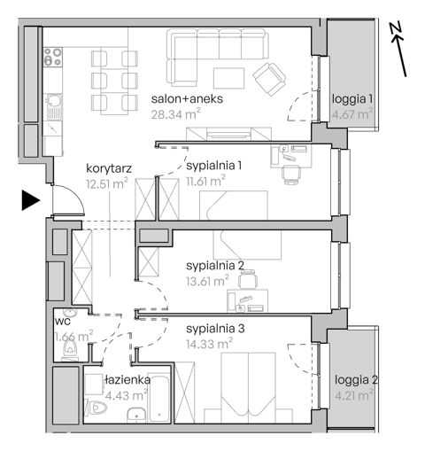 Plan 4 pok. 85m²