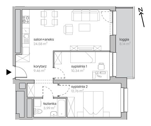 Plan 3 pok. 61m²