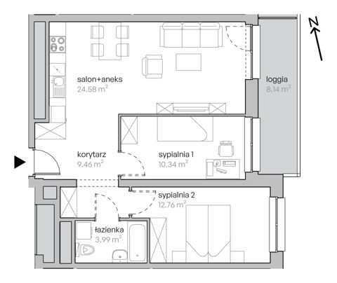 Plan 3 pok. 61m²