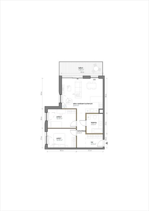Plan 3 pok. 65m²