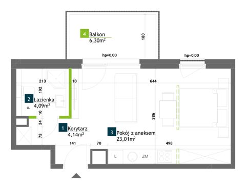 Plan 1 pok. 31m²
