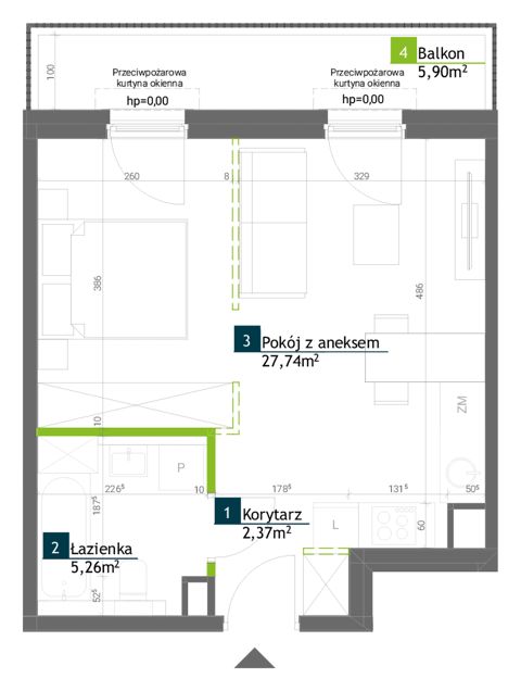 Plan 1 pok. 35m²
