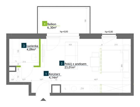 Plan 1 pok. 31m²