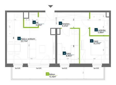 Plan 3 pok. 58m²