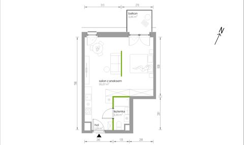 Plan 1 pok. 40m²