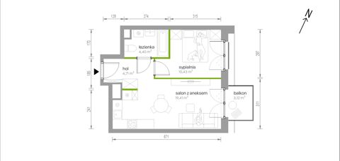 Plan 2 pok. 39m²